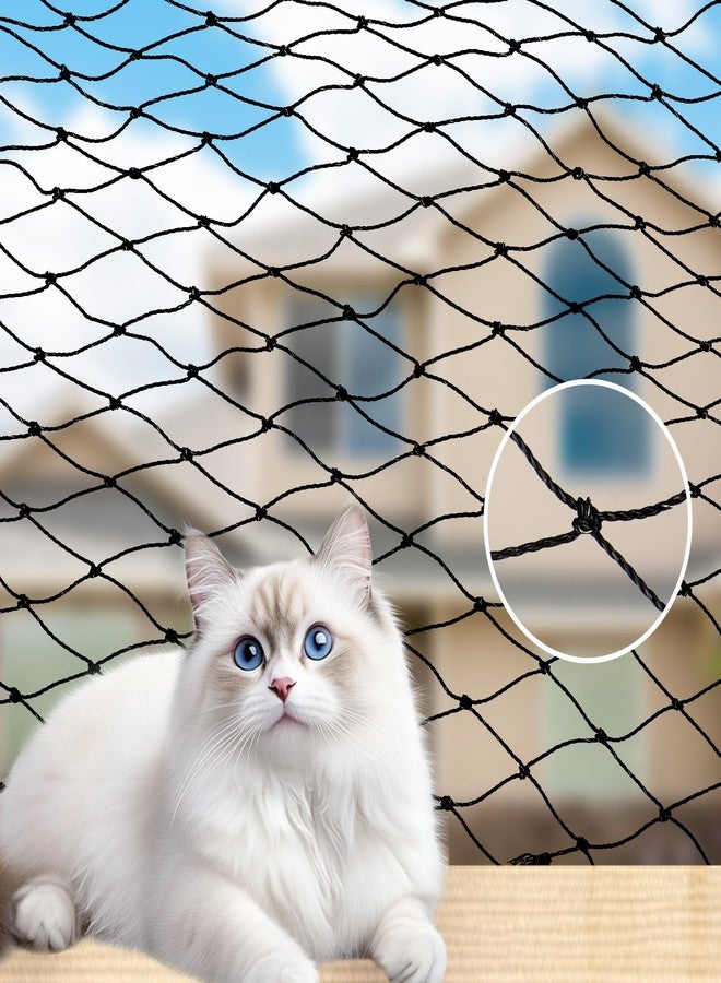 Klmnop Cat Netting Balcony, 10 x 13 ft Steel Reinforced Safety Screen for Pets Anti-Fall, Cat Mesh Fence for Balcony, Window, Stair(Black) - Image 1